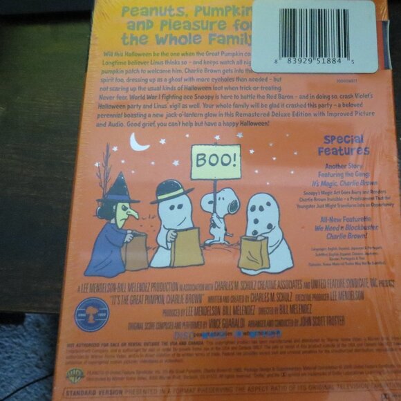 New Sealed- It's the Great Pumpkin Charlie Brown Halloween DVD - Picture 2 of 2